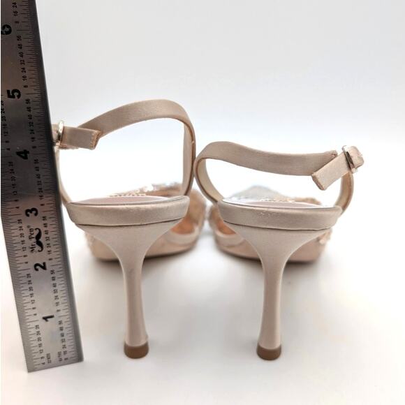 Badgley Mischka Brenna Embellished Slingback Pumps Women's Nude Size US7.5 EU38 - Picture 5 of 13